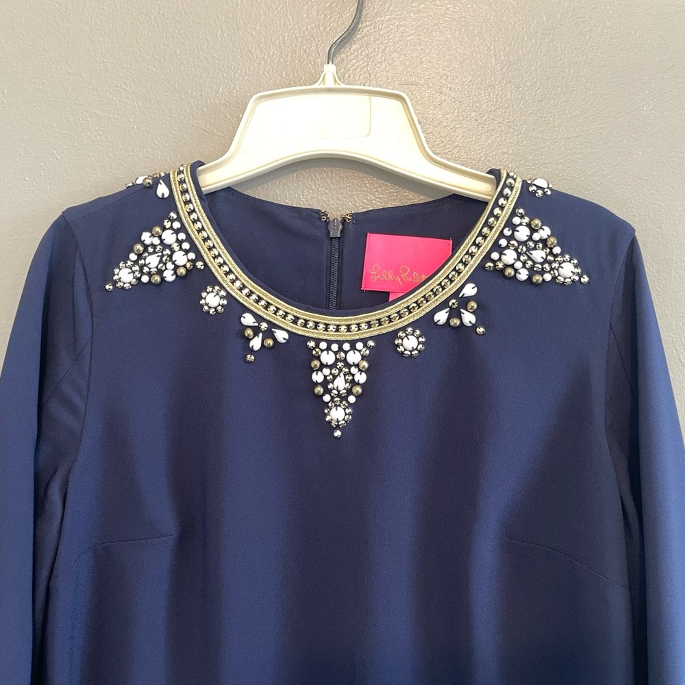 Lilly Pulitzer Anastasia Stretch Dress True Navy MSRP $248 EUC!